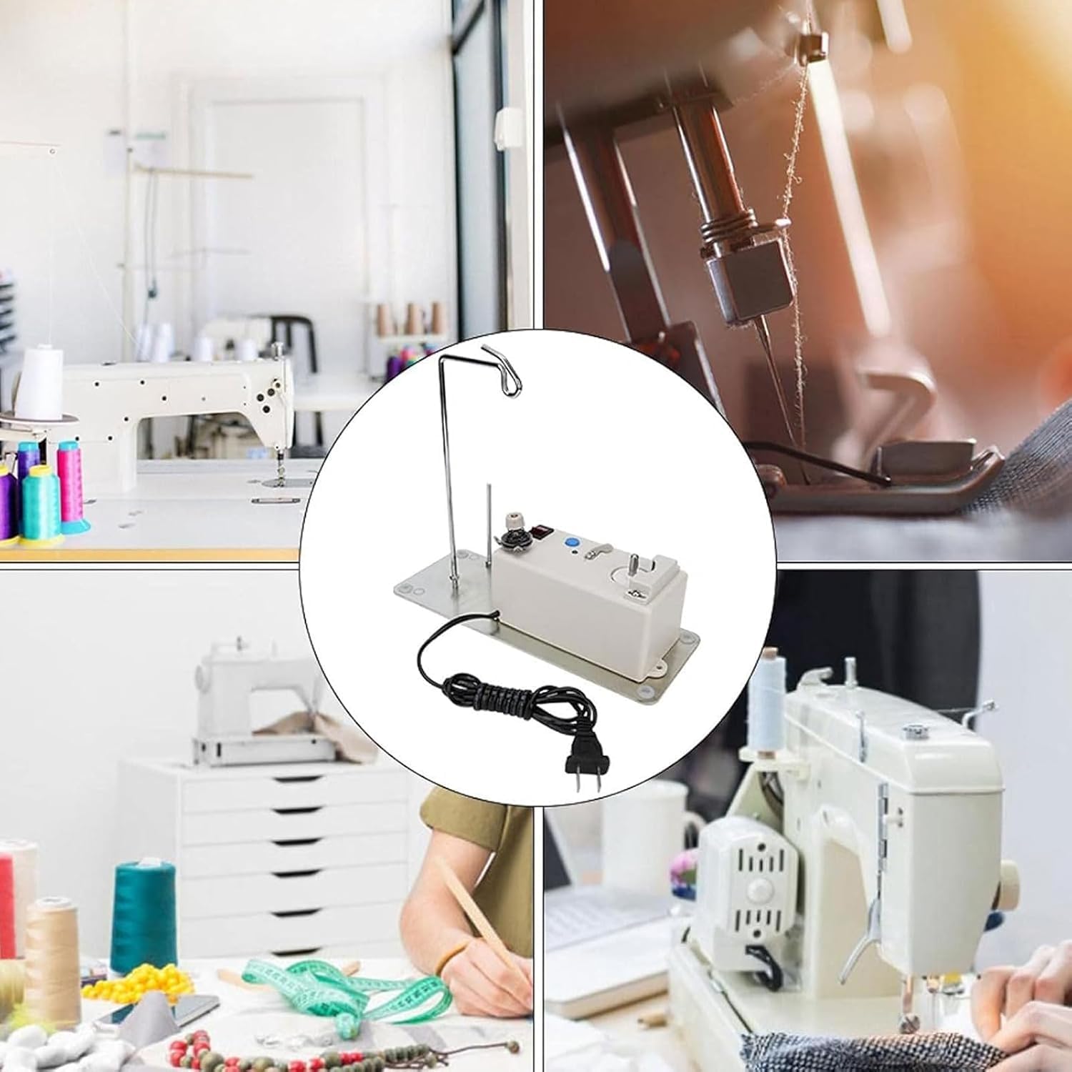 Tragbarer Spulenwickler, automatische Nähmaschine mit Fadenführung, Spulenständer und Stahlmontageplatte, Wickelzubehör-Werkzeuge, für Näh- und Bastelprojekte