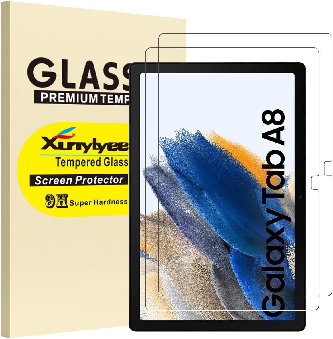 2 Pack, Screen Protector for Samsung Galaxy Tab A8 10.5 inch SM-X200/ SM-X205 Tempered Glass Film Easy Installation Bubble Free