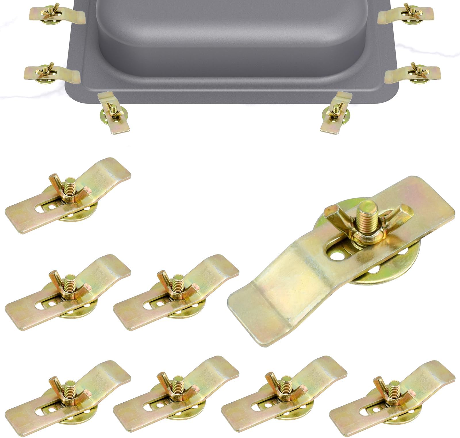 8 Pcs Undermount Sink Clips, Sink Brackets for Kitchen, Bathroom & Vanity Countertops, Secure Support (Gold)