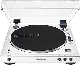 Toca-Discos Audio-Technica Sem Fio com acionamento automático por correia (Belt-Drive) AT-LP60XBT-WW, Branco/Branco, Bivolt 120/240V