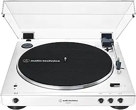 Toca-Discos Audio-Technica Sem Fio com acionamento automático por correia (Belt-Drive) AT-LP60XBT-WW, Branco/Branco, Bivolt 120/240V