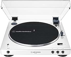 Toca-Discos Audio-Technica Sem Fio com acionamento automático por correia (Belt-Drive) AT-LP60XBT-WW, Branco/Branco, Bivolt 120/240V