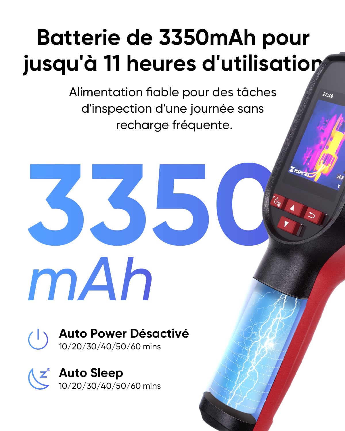 HIKMICRO D01 Caméra Thermique, Résolution Supérieure 240x240, SuperScene, Caméra d'Imagerie Thermique 96x96, Batterie de 3350mAh pour 11 heures d'autonomie, Enregistrement de Photos et Vidéos