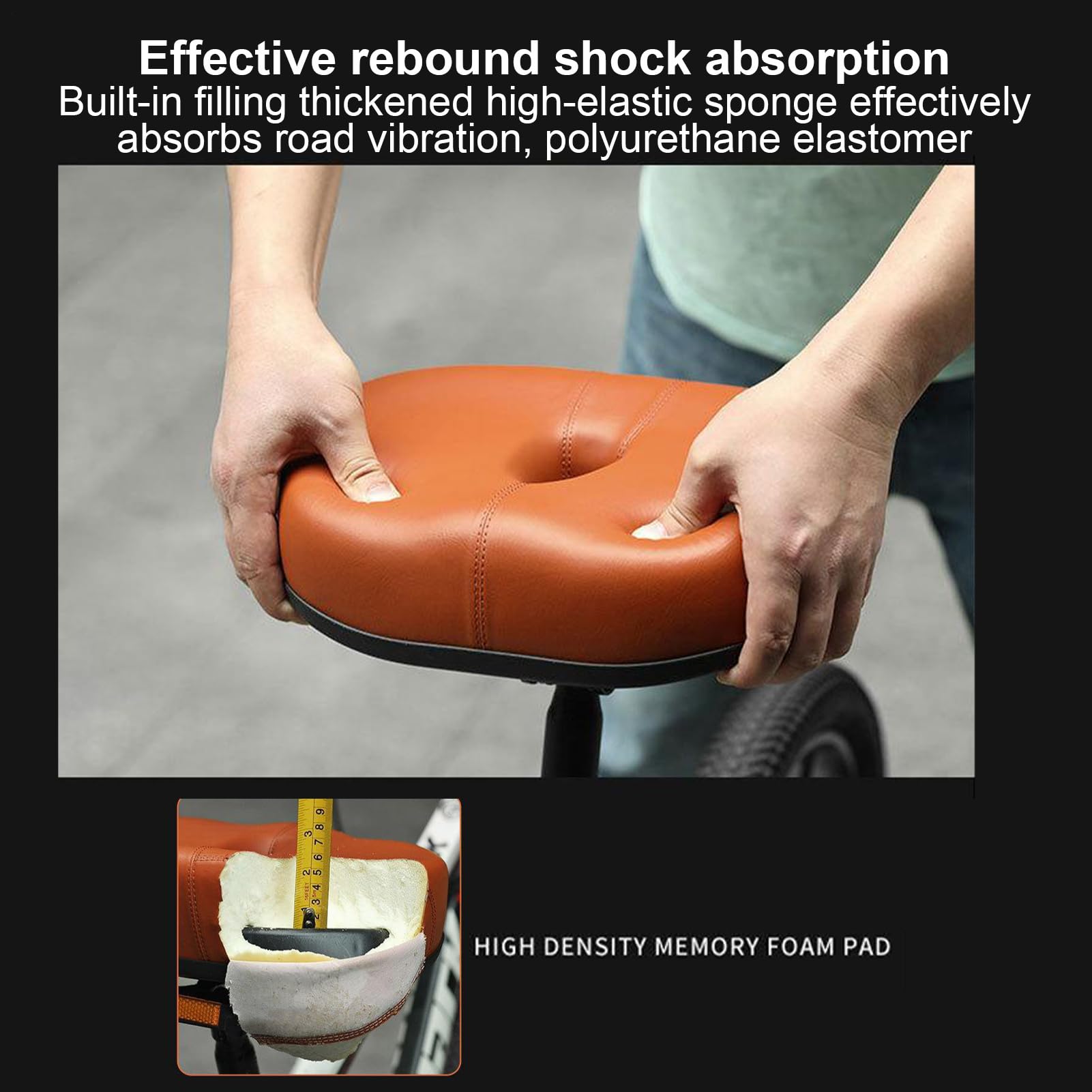 Asiento de bicicleta sin nariz,asientos de bicicleta sin nariz para hombre - Asiento de bicicleta de montaña | Amortiguador de Choques, Cojín de asiento impermeable con reflector trasero para bicicletas de ejercicio
