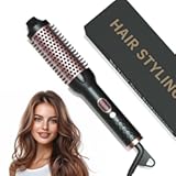 Negative Ion Thermal Brush for Blowout Look&comma; 1&period;5 Inch Heated Round Brush&comma; Ceramic Curling Brush with Anti-Scald Nylon Bristles&comma;10 Temps & Auto Shut-Off&comma; Dual Voltage