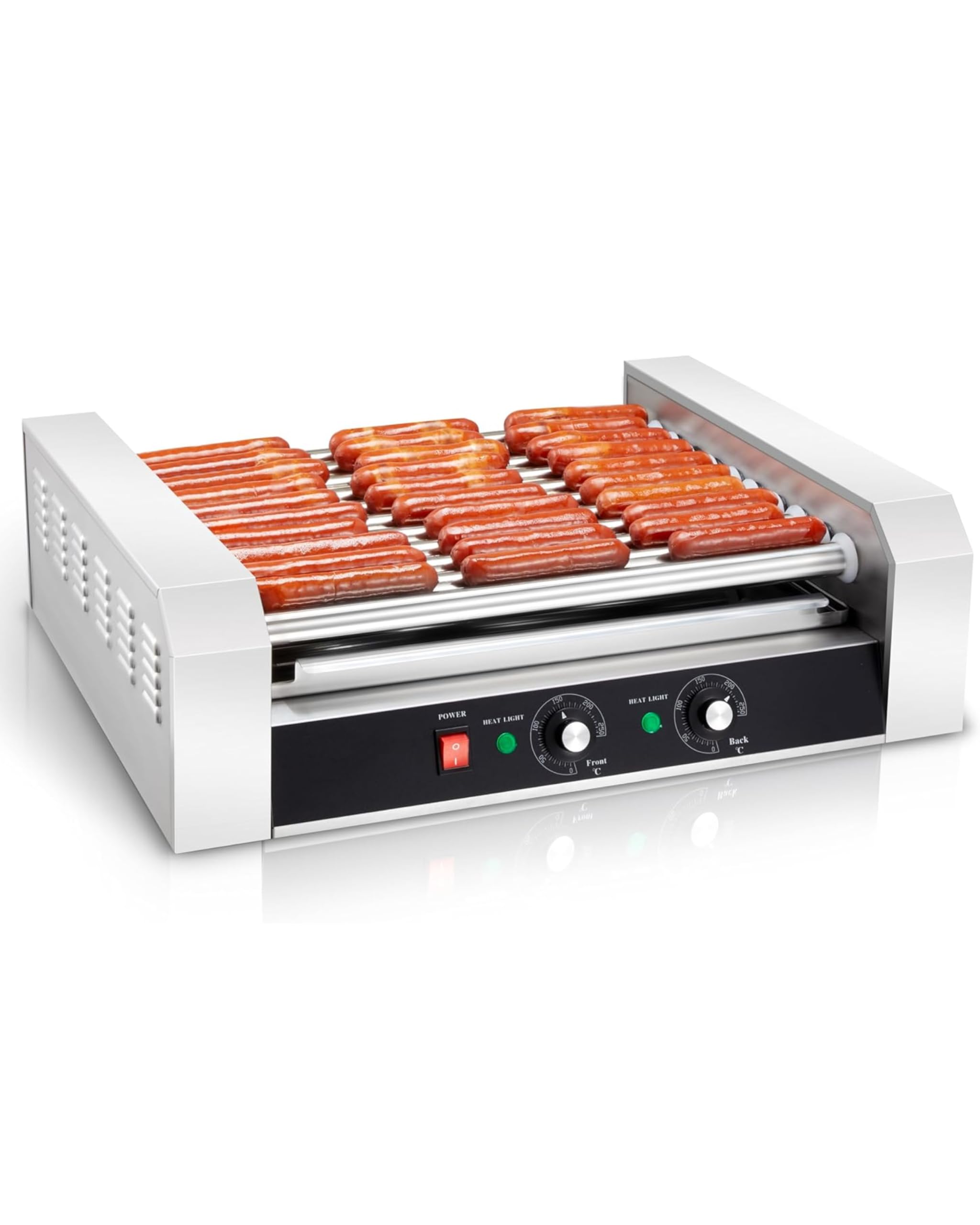 SYBO Hot Dog Roller, 30 Hot Dogs 11 Rollers Grill Cooker Machine with Removable Stainless Steel Drip Tray, 1430-Watts, Ideal for Commercial And Party Use
