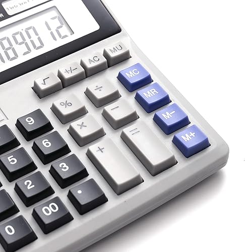 Miniatura 3 de M&G Calculadora de escritorio, pantalla LCD extragrande de 12 dígitos, energía solar dual y batería, calculadora de contabilidad con botón grande,