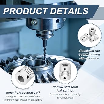 sourcing map Flexible Couplings Aluminum Alloy 5-8mm D25xL19mm 4Pcs