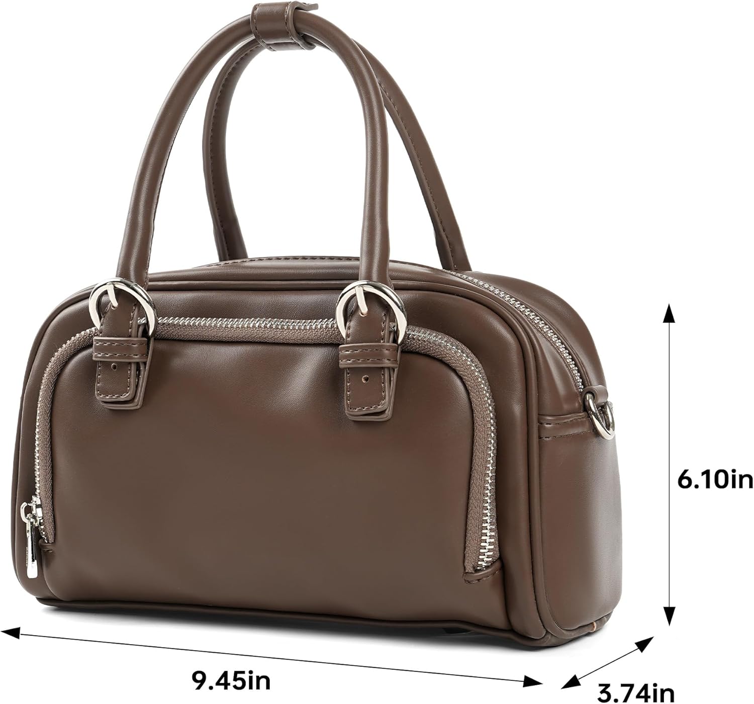 Mini Barrel Top Handle Bag for Women, Vegan Leather Crossbody Satchel with Adjustable Strap, Trendy Handbag