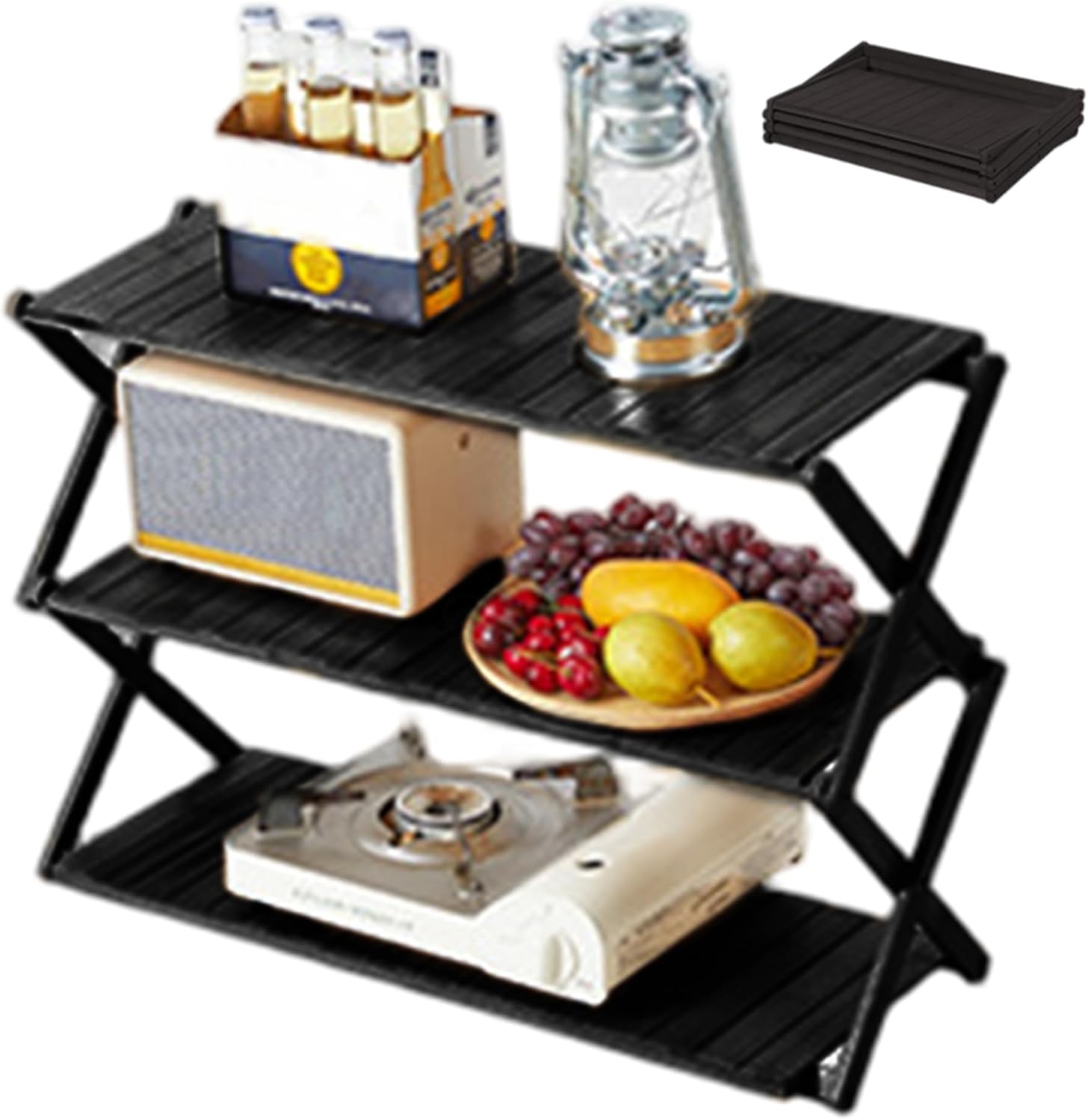 Collapsible Cooling Rack, 3 Tiers Foldable Wire Cooling Rack for Baking, Portable Camping Picnic Shelf for Cookies, Cake, Roasting, Grilling 18.1x19.7