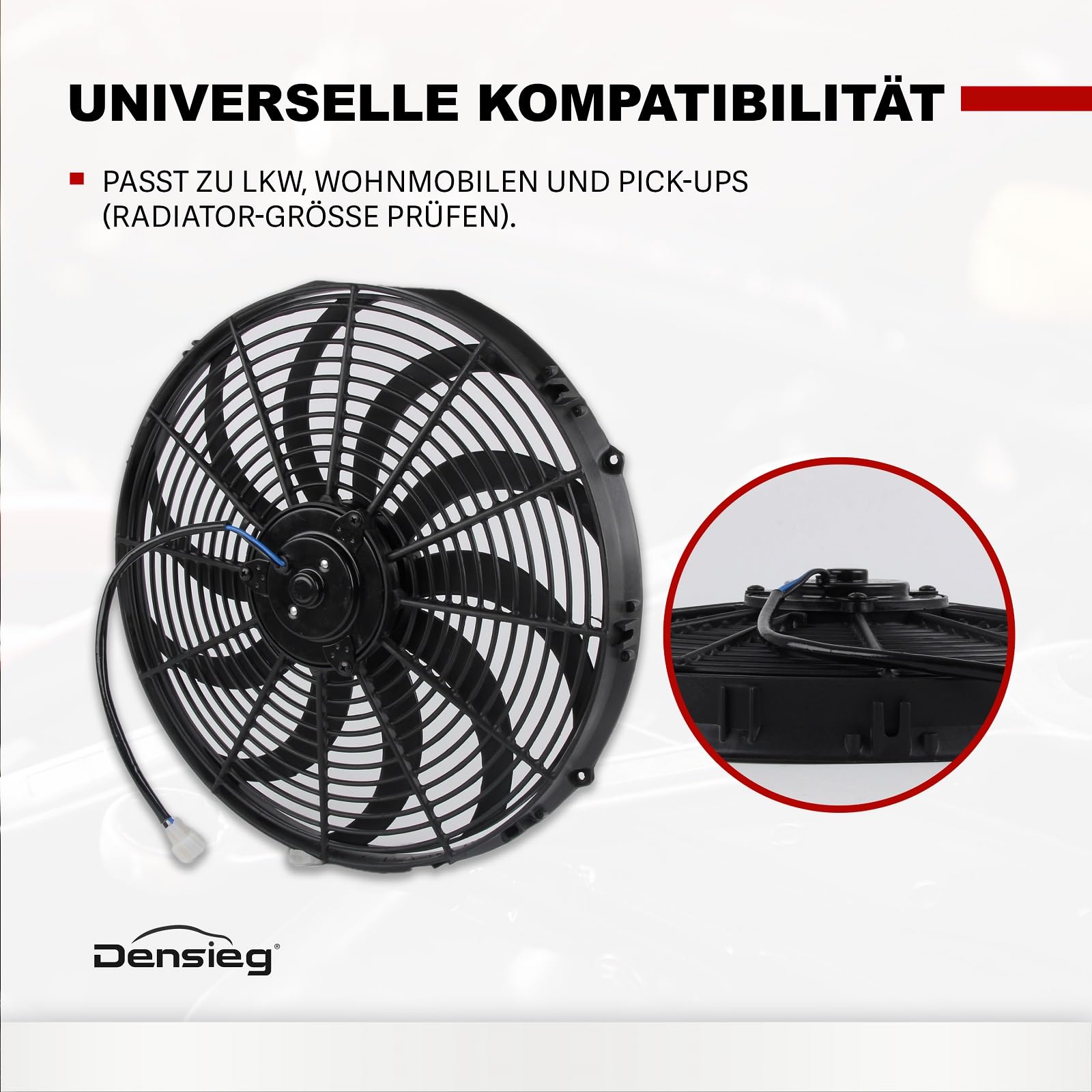 Universal Elektrischer Kühlerlüfter 16 Zoll, 12V 120W, Schwarz, für KFZ LKW Auto