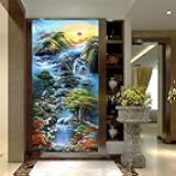 Instarry 5D Diamond Painting Kits Full Drill Chinese Style Landscape Painting Rhinestones Embroidery Wall Decorations for Living Room Arts and Crafts 31.5x15.7 inch
