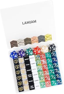 66 Pieces MTG Dice Counters Keyword Metal Tokens +1/+1 Buff Counter Dice Set Spindown D20 for MTG, TCG, Magic Cards Gaming Accessories