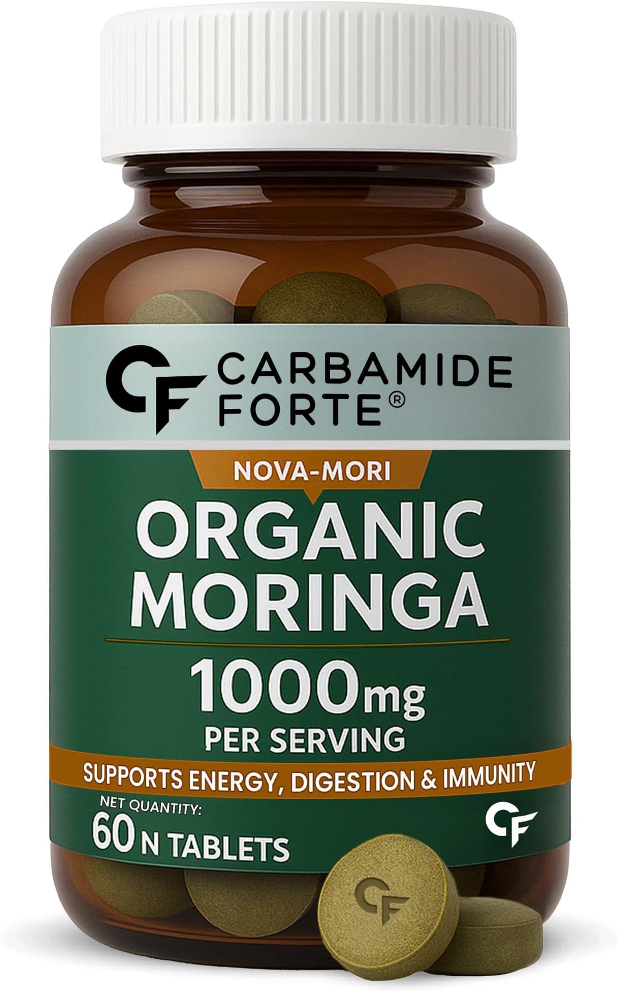 Carbamide Forte Organic Moringa Tablet with 1000mg Leaves Extract | Moringa Powder Tablets for Immunity, Digestion & Energy | Tablets 60