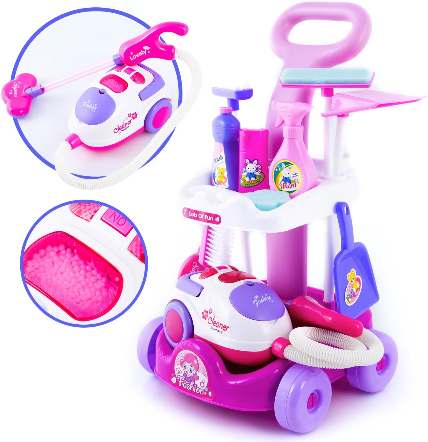 Toy Hoover Vacuum Cleaner Play Set Childrens Kids Role Play KP2873 Pink Super Cleaning Set For A Perfect Housekeeper Vacuum Cleaner Accessories