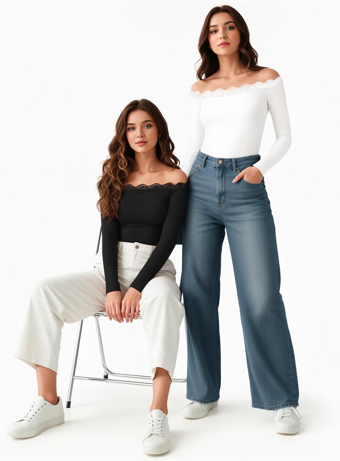 MANGOPOP Women's Off The Shoulder Long Sleeve Bodysuit Lace Body Suits Sexy Tops Fall Outfit 2025 - Image 5