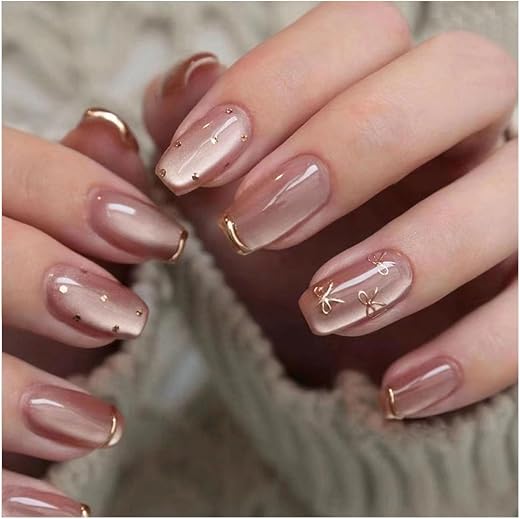 24Pcs Press On Nails, Press On Nails Kit with Glue, Artificial Nails for Women, Nails Extension Kit for Daily Use, Party E...