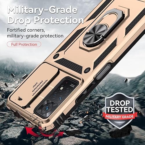 Miniatura 7 de Funda para Redmi Note 11 Pro 4G5GRedmi Note 11E Pro con protector de pantalla de vidrio templado y cubierta de cámara deslizante, soporte de anillo