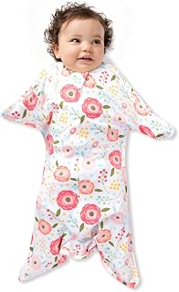 SleepingBaby Zipadee-Zip Transition Swaddle - Cozy Baby Swaddle Blanket with Zipper Convenience - Roomy Wearable Blanket for Easy Diaper Changes - Pretty Poppy, X-Small (3-6 Month)