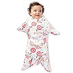 SleepingBaby Zipadee-Zip Transition Swaddle - Cozy Baby Swaddle Blanket with Zipper Convenience - Roomy Wearable Blanket for Easy Diaper Changes - Pretty Poppy, X-Small (3-6 Month)