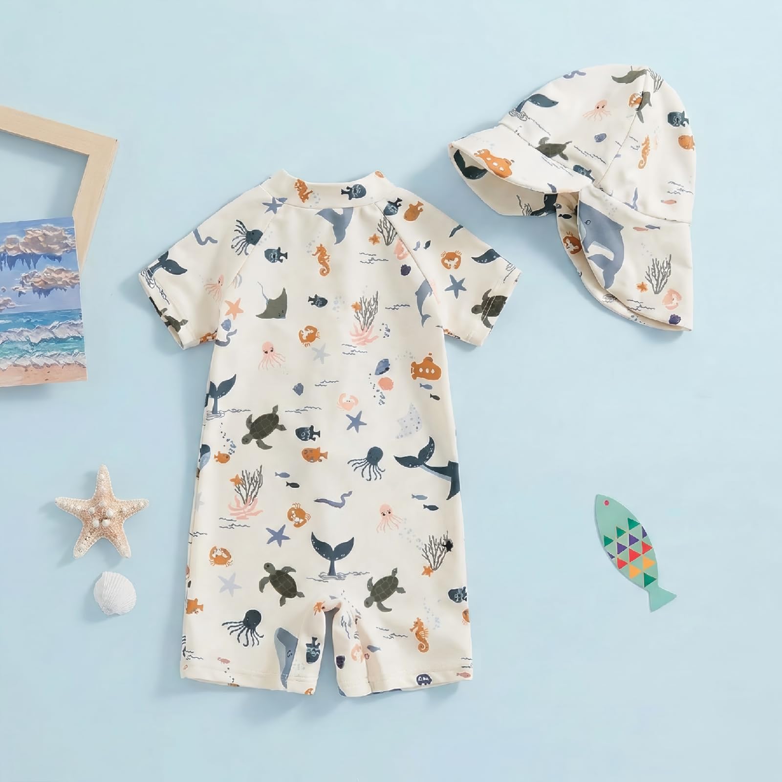 JiAmy Baby Badeanzug Einteiler Kurzärmel uv Kleidung für Kleinkind Junge Mädchen 3 Monate-3 Jahre