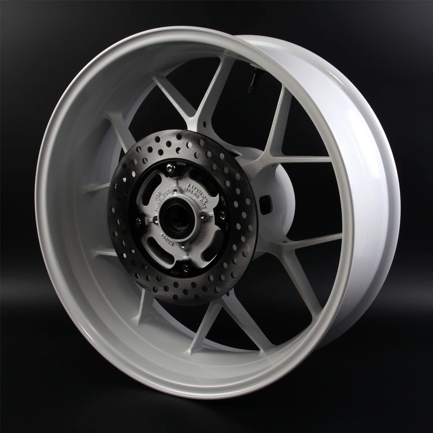 White Rear Wheel Rim and Brake Disc Rotor Compatible with Honda CBR1000RR 2004-2016, Motorcycle Replacement Accessories Parts