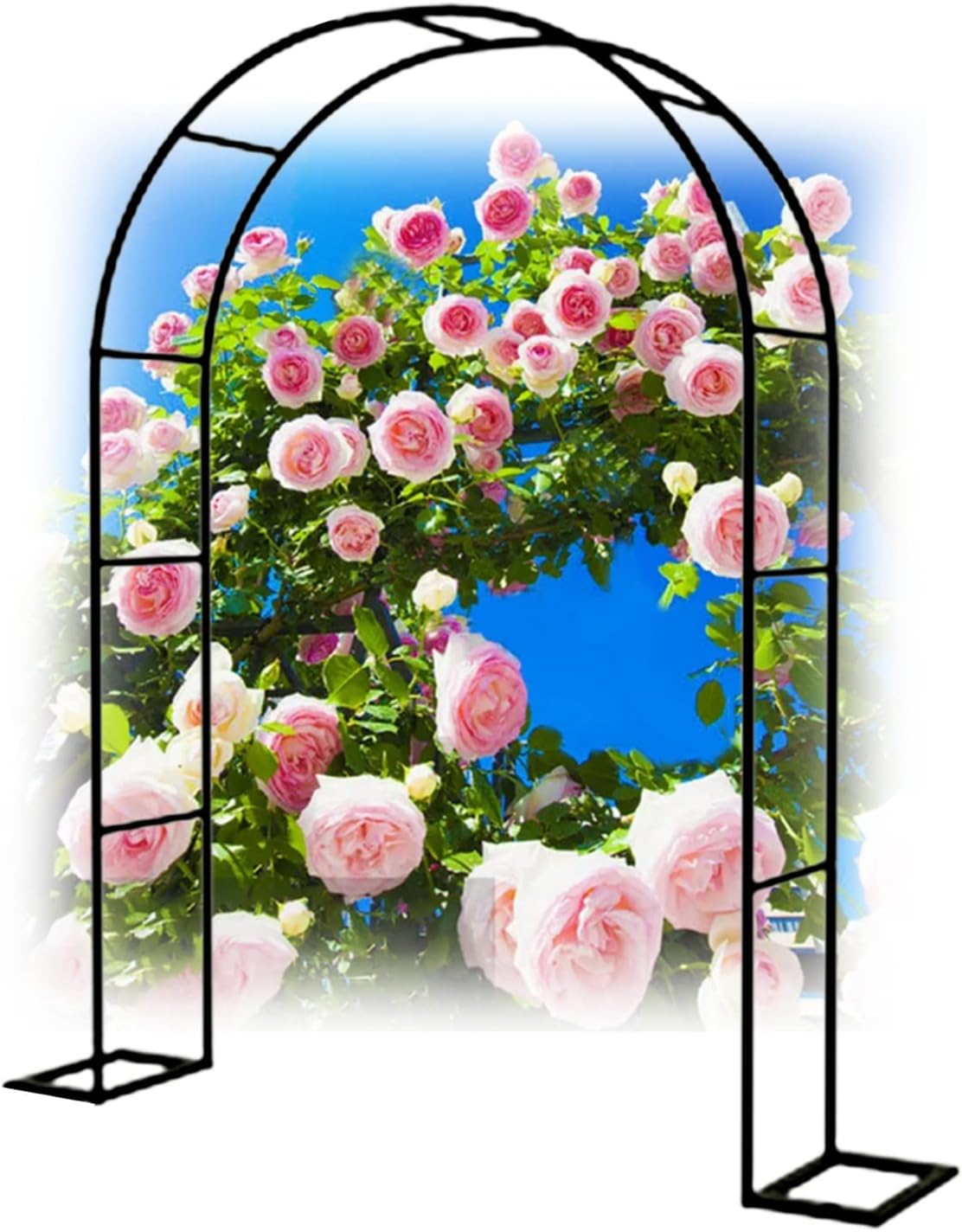 Garden Arch Trellis,Rose Arch,Metal support climbing rattan door,stable and independent,indoor and outdoor,courtyard,entrance,wedding,party background decoration ( Color : Black , Size : 80x200x25CM )