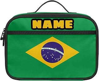 Custom Brazil Flag Lunch Box Kids Boy Girls Reusable Insulated Lunch Tote Bag for Work School Picnic Camping