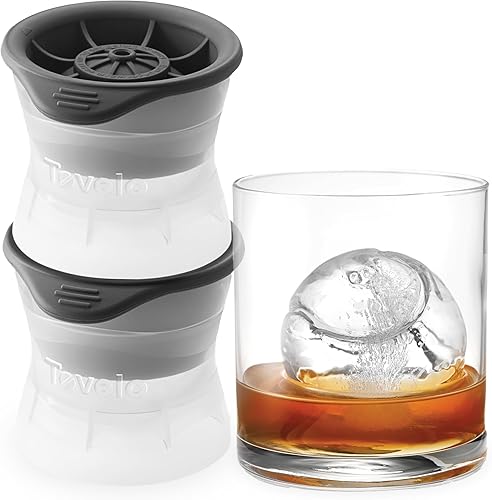 Tovolo Moldes de hielo para pelotas de tenis, juego de 2 moldes de esfera de hielo en forma de bola de tenis, moldes de hielo deportivos apilables,