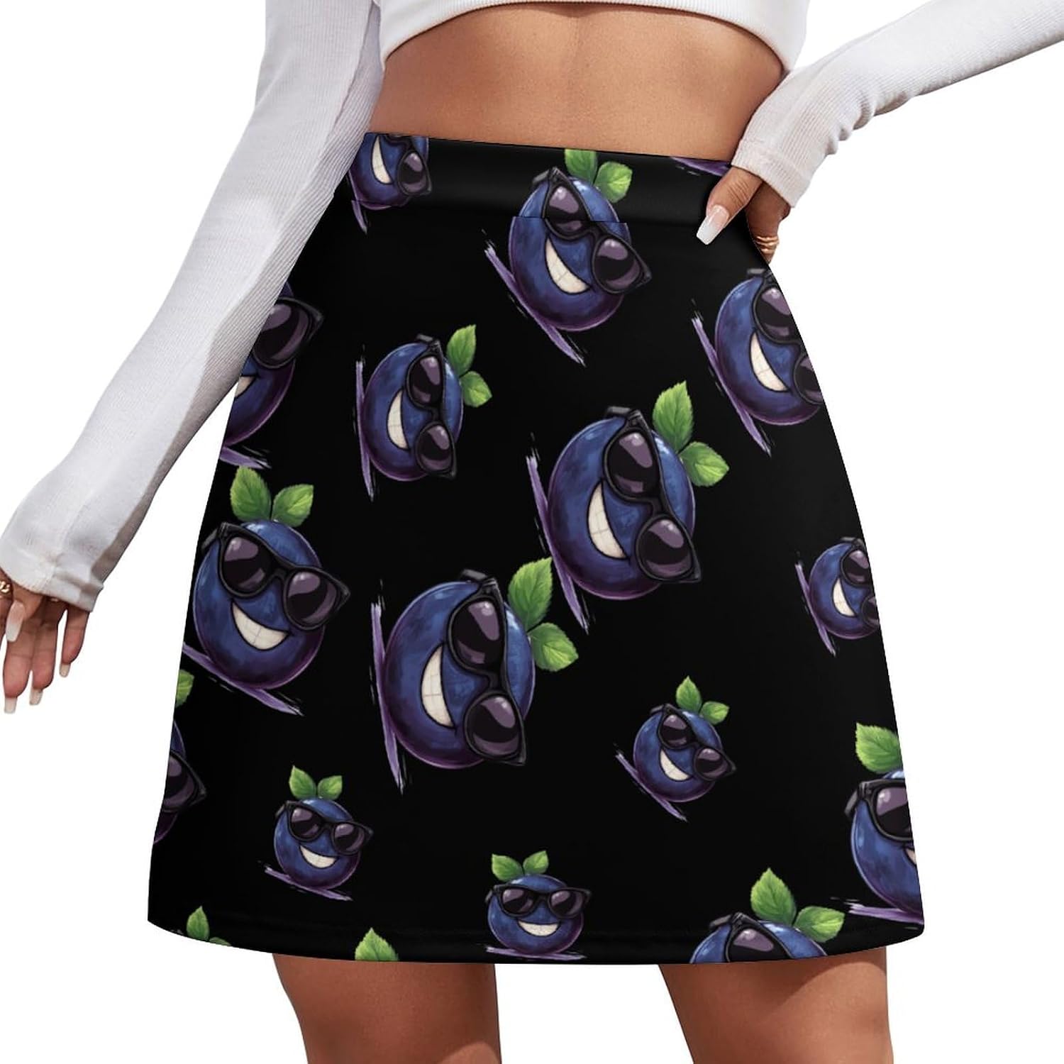 Cute Blueberry Fruit Skorts for Women Mini A-line Skirt Casual Tennis Golf Short Skirts