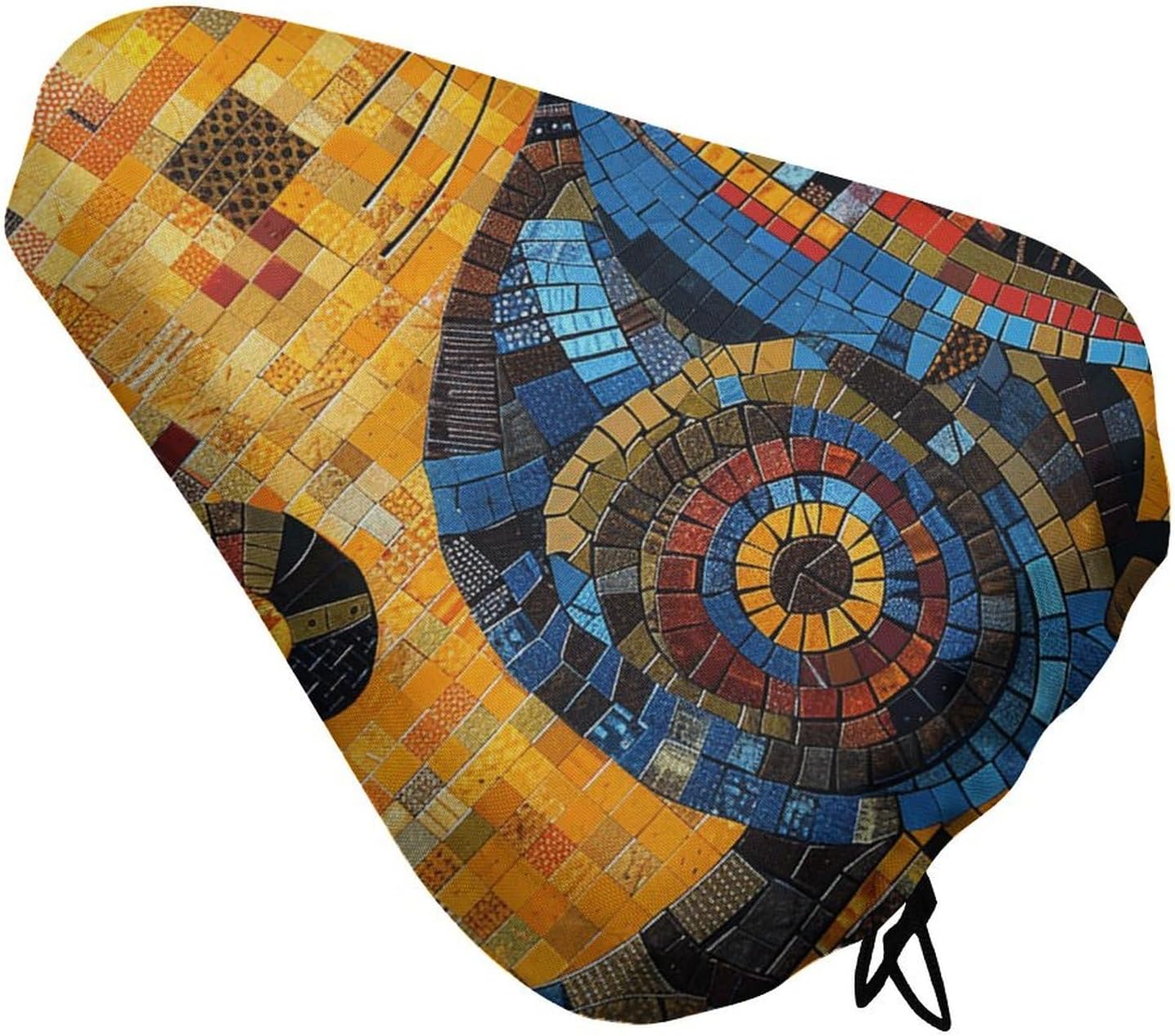 Colorful Abstract Cat Bike Seat Cushion Waterproof Road Bike Seat Cover for Women Men Comfort Bicycle Seat Rain Cover with Drawstring Padded Mountain Bikes Saddle Fit for Exercise Stationary Bikes