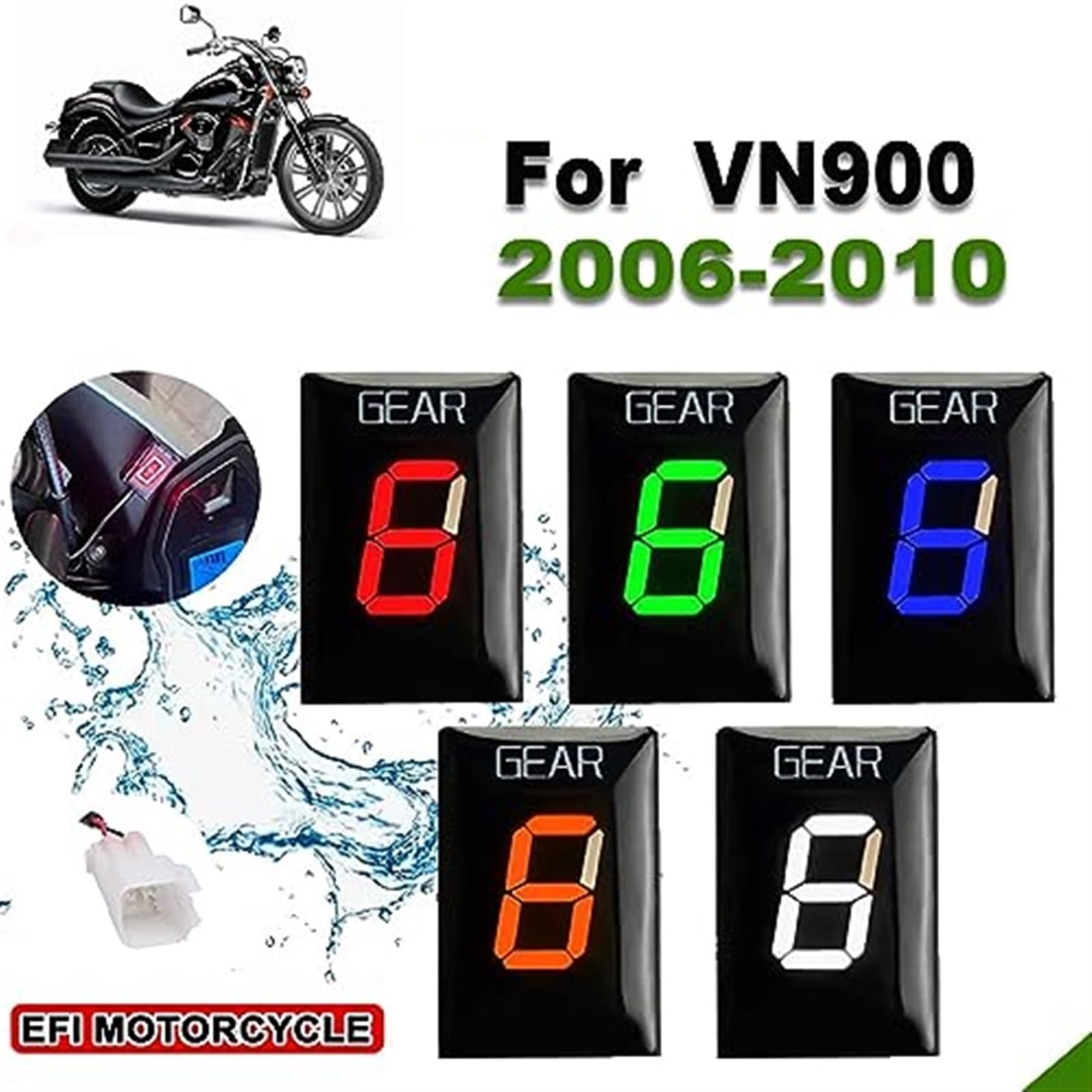 Motorradzubehör Ganganzeige, for VN900 VN 900 2006 2007–2010, LICHT 1–6 Ganganzeige, Geschwindigkeitsanzeige Gangwechselanzeige(BLACK Orange)