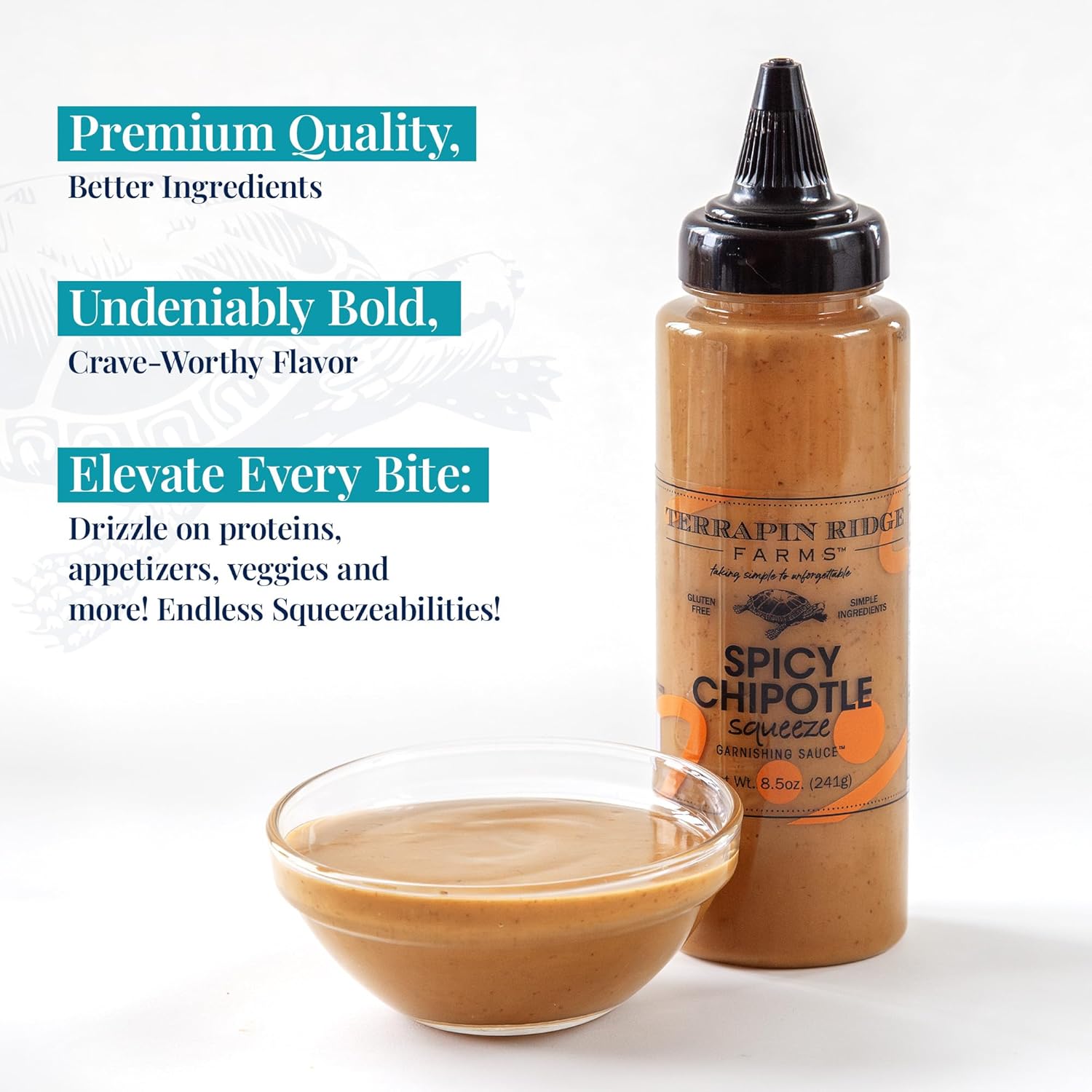 Terrapin Ridge Farms Spicy Chipotle Garnishing Sauce – Smoky & Zesty Sauce for Tacos, Sandwiches, Seafood & More – 8.5 oz Bottle (Pack of 6)