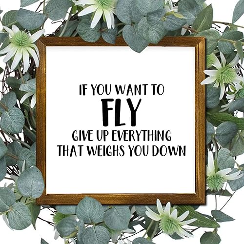 Miniatura 6 de Letrero de marco con texto en inglés "If You Want to Fly Give Up Everything That Weighs You Down", letreros para decoración de pared, versículo