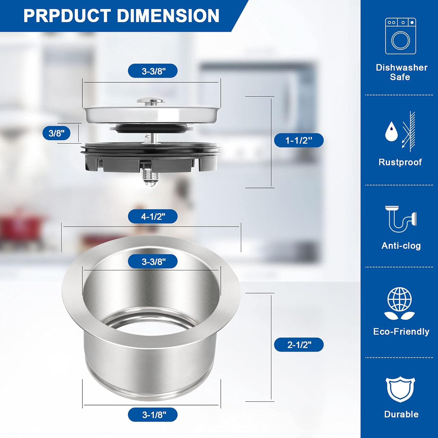 Deep Garbage Disposal Flange with Kitchen Sink Disposer Strainer