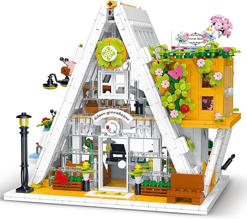 Flower House - Juego de construcción de arquitectura con luz LED, kit de modelo de tienda de flores de la ciudad, juguete de bloques de construcción