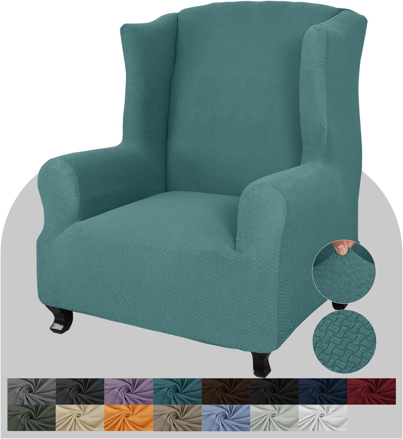JIVINER Super Stretch Wingback Chair Slipcover 1Piece Soft