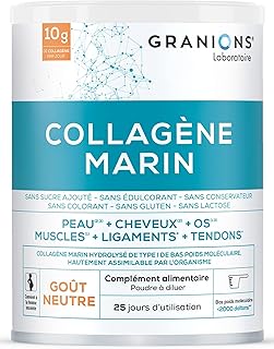 Visuel du produit : COLLAGENE MARIN Poudre - Saveur Neutre - GRANIONS Collagène N°1 en Pharmacies - 10 g Par Jour - Vitamine C et Collagene Articulations - Collagene Poudre - 27 jours