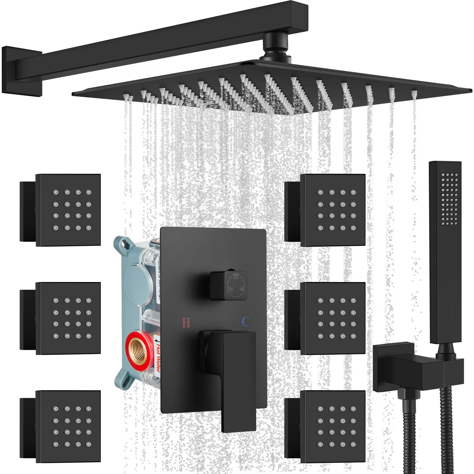 Buy gotonovo Wall ed Rain Mixer Shower Faucet Set Matte Black 12 inch