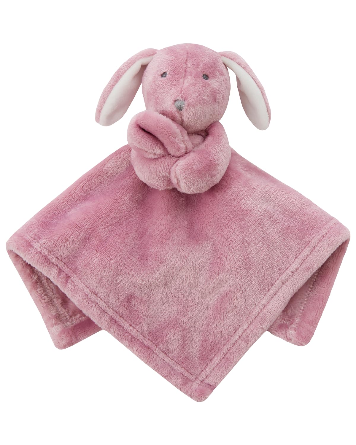 BabyTown Baby Comforter Blanket Soft Plush Security Blanket Animal Comfort Toy DUSKY PINK BUNNY