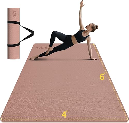 Miniatura 13 de Esterilla grande de yoga de 8 mm (6' x 4') - Extra larga y ancha de 72 x 48 x 0.32 pulgadas, esterilla de fitness POE antideslizante, ecológica,