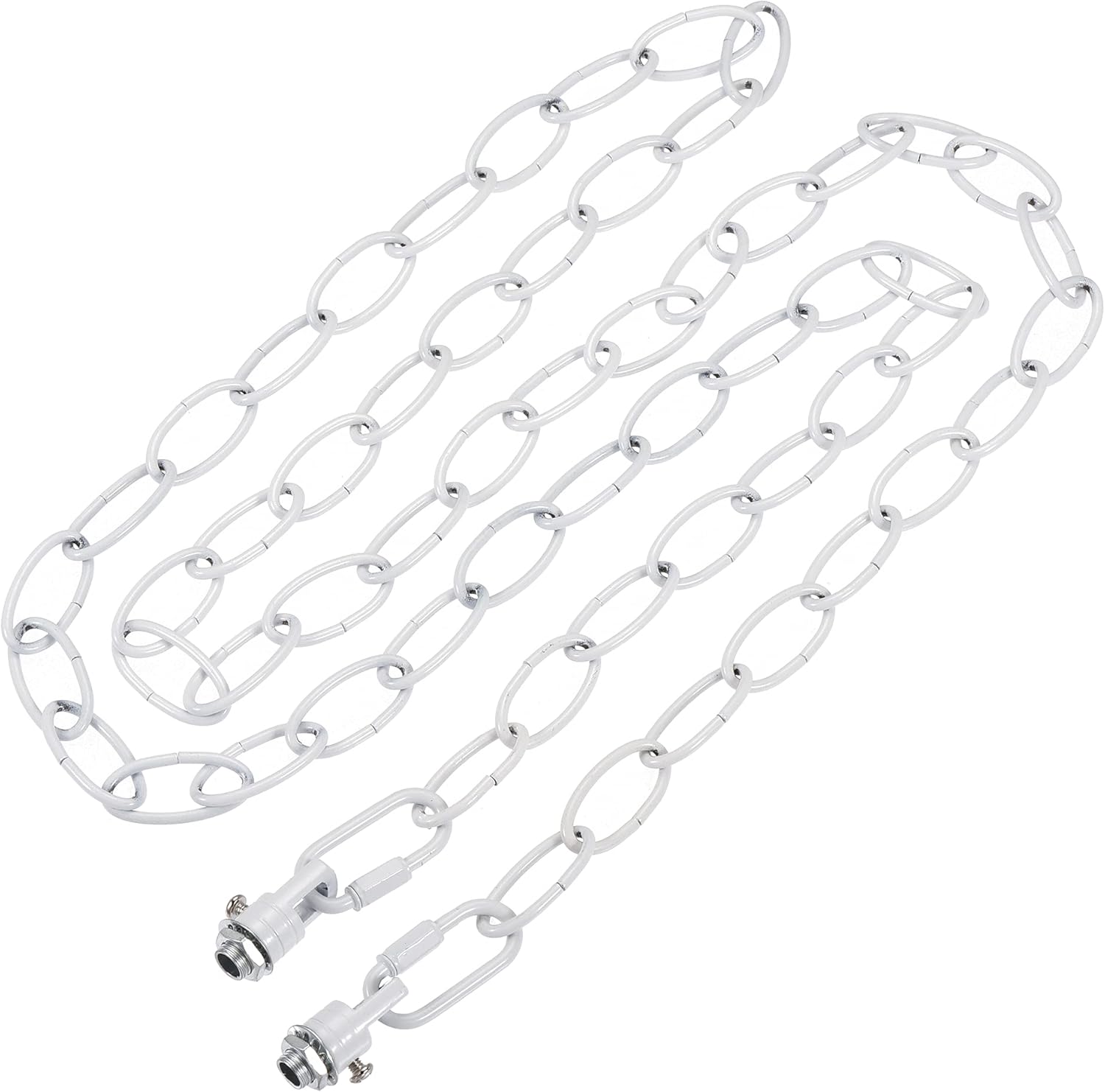 MECCANIXITY Pendant Light Fixture Chain, 3mm Thick 1.83m Long Chandelier Hanging Links with Chain Connectors Hook Loops, White 1 Set