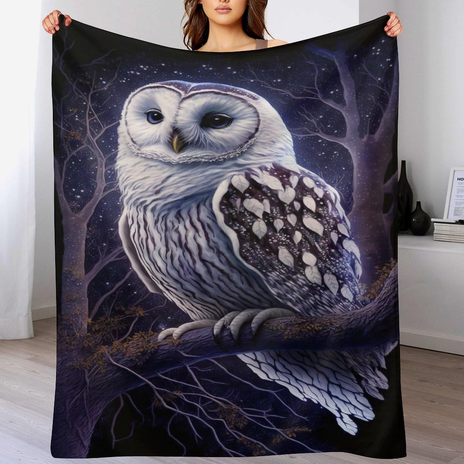 Manta de franela con búho de 140x180 cm mullida y cálida para sofá