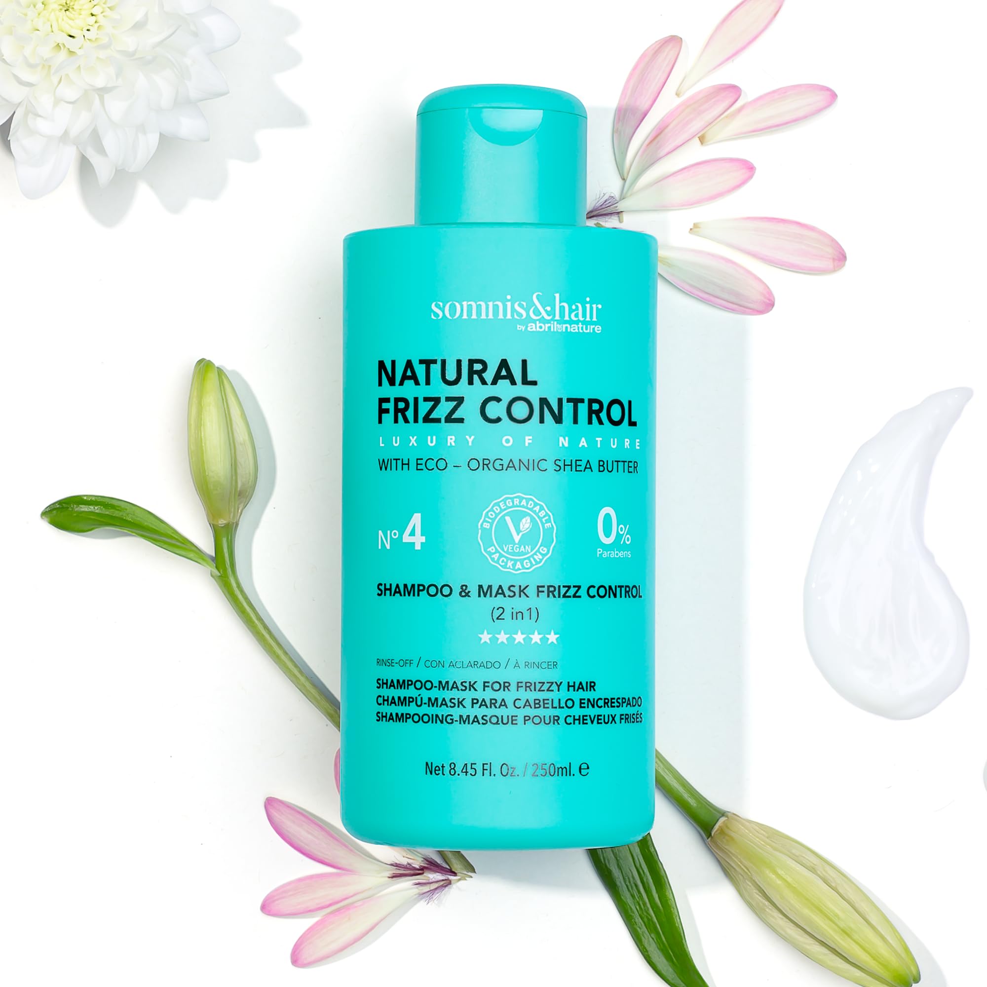 somnis&hair, 2 in 1 Anti-Frizz Shampoo and Mask, Softens, Hydrates, and Controls Frizz, Healthy and Shiny Appearance