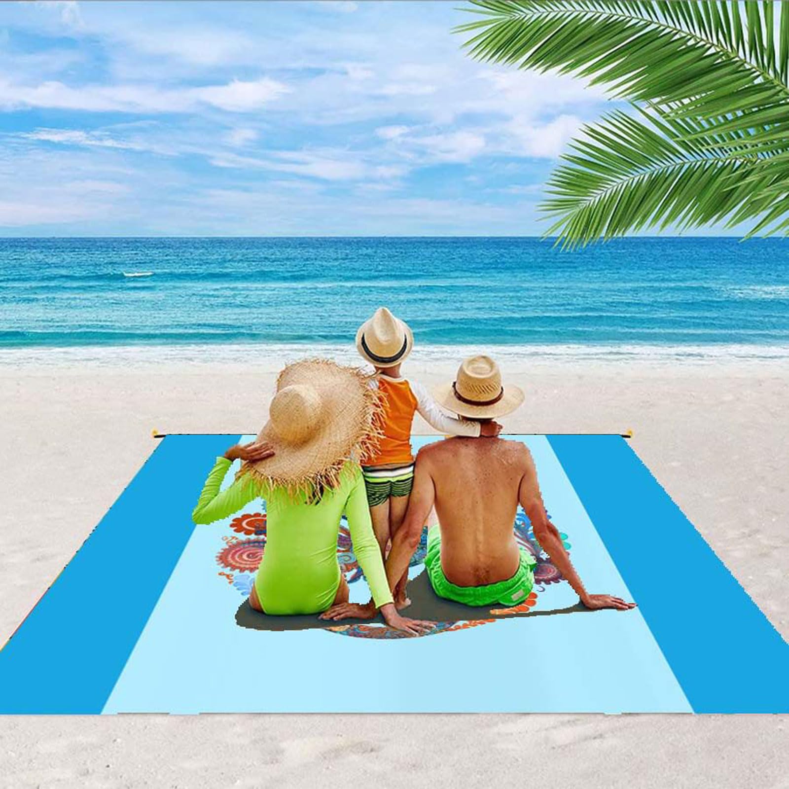 Couverture de Plage Grande 200 * 210cm Tapis de Plage et pic Nique Imperméable résistante au Sable Ultra légère et compacte Voyage Couverture pour Camping,Plage,Pique-Nique en Famille