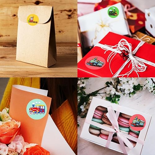 Miniatura 3 de 500 calcomanías de dibujos animados de tren pequeño para niños y adolescentes, etiquetas de sello redondo, diferentes calcomanías de tren de dibujos