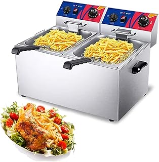 Cesta de freidora de grasa comercial Freidora eléctrica Fat Chip Fry Single Double Tank Comercial Chip Fryer de acero inoxidable Aceite de encimera Papas fritas de fácil limpieza Carcasa Enc