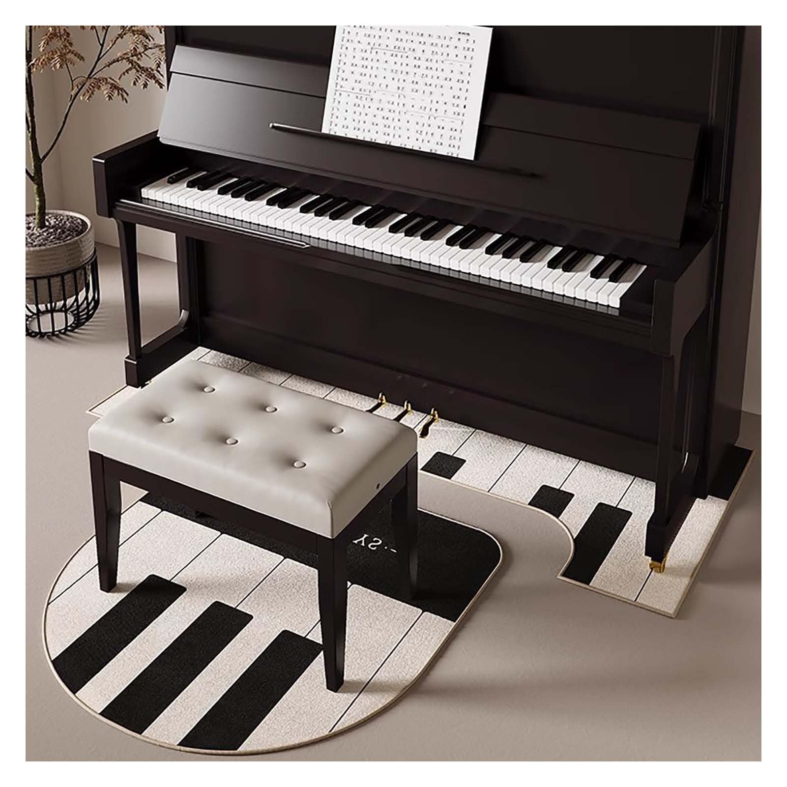 Tapis pour piano droit isolant phonique épais et antidérapant noir 160x70cm