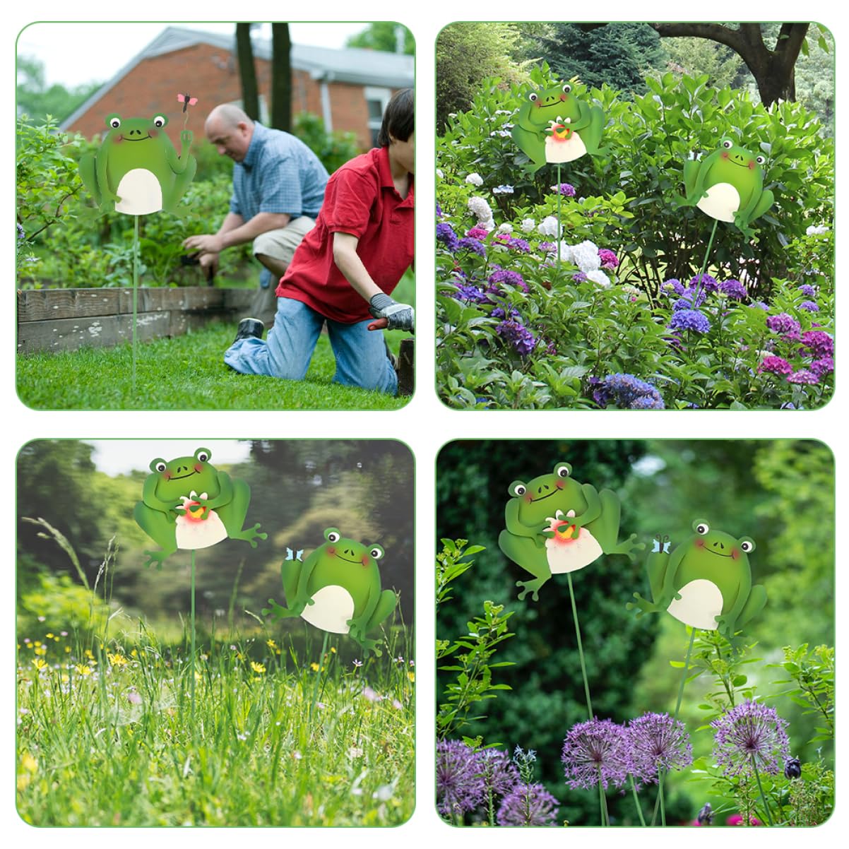 Toyvian 5 Sätze Gartenfrösche Metallstecker Bunte Deko Für Garten Blumenbeete Und Vivid Frog Ornament Für Außenbereich Als Für Gartenliebhaber 3 Stück * 5