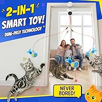 Vista 2 de Interactive Cat Toys for Indoor Cats - 2 in 1 Automatic Laser Pointer Cat Toy with Feather Flying Bird，Smart Moving Mouse Wand Toy with 2 Modes